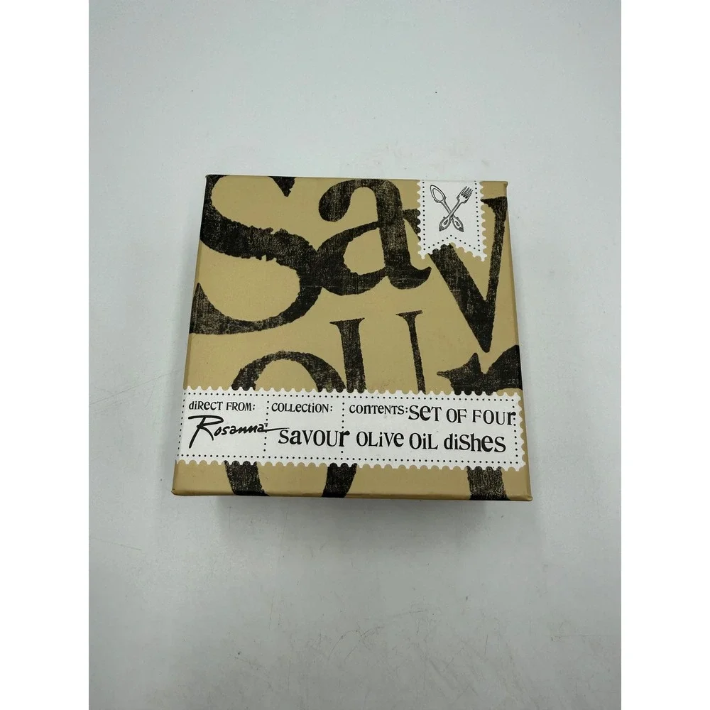 Rosanna Savour‎ Olive Oil Dipping Dishes Set of 4 White Ceramic Embossed 4.5
